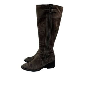 Born Boots Womens 7.5 M Brown Polly Peltro Double Zip Leather Suede Buckle High